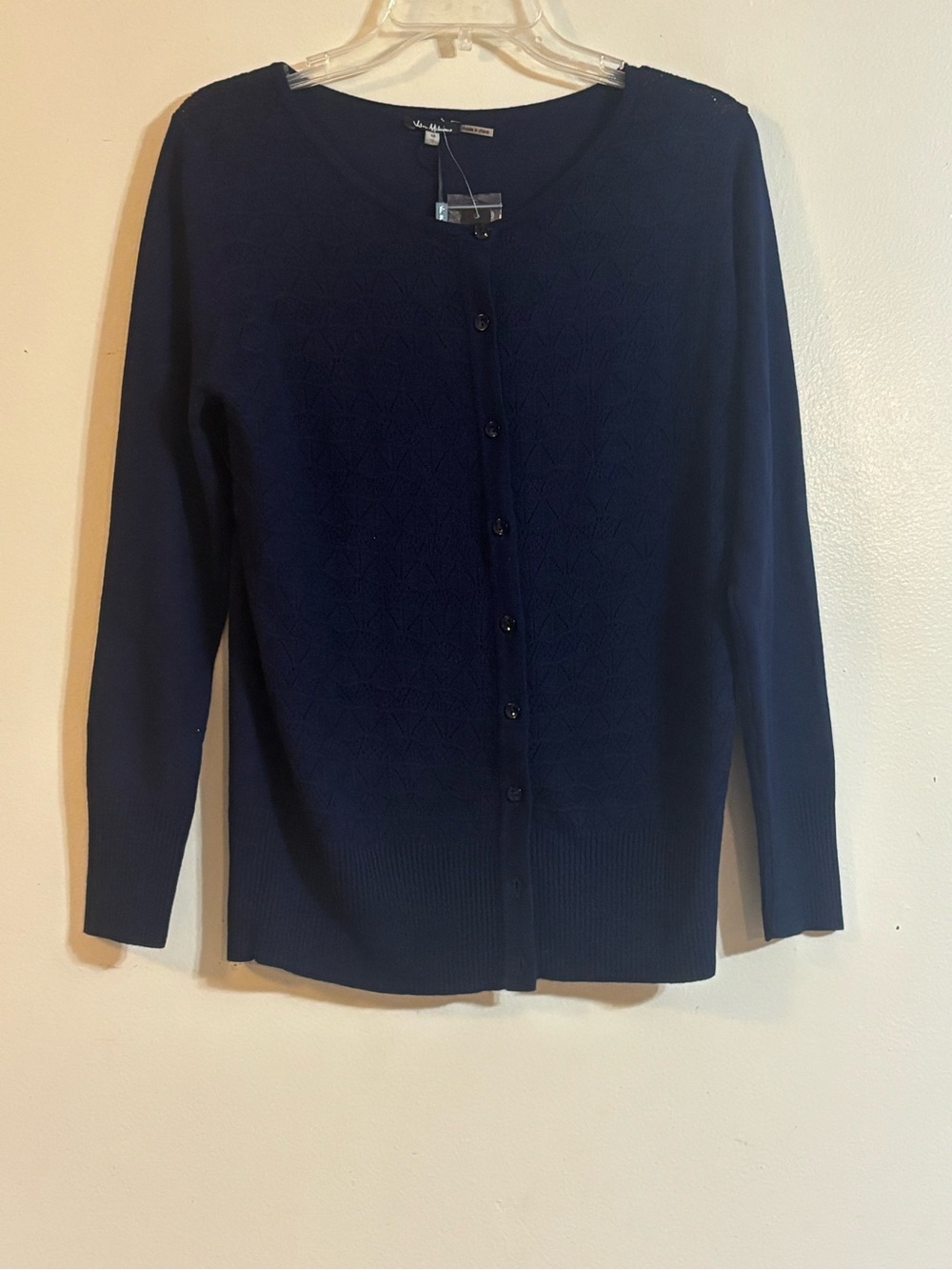 Vila Milano Women's Navy Blue Button-Front Crewneck Cardigan